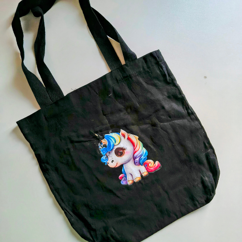 Black Solid Dyed Cotton Tote